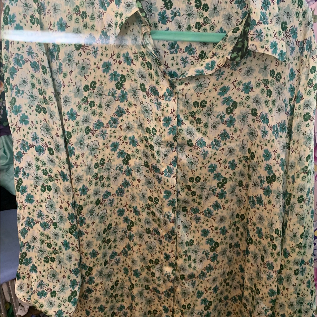 Women Green Floral Button-Up Shirt